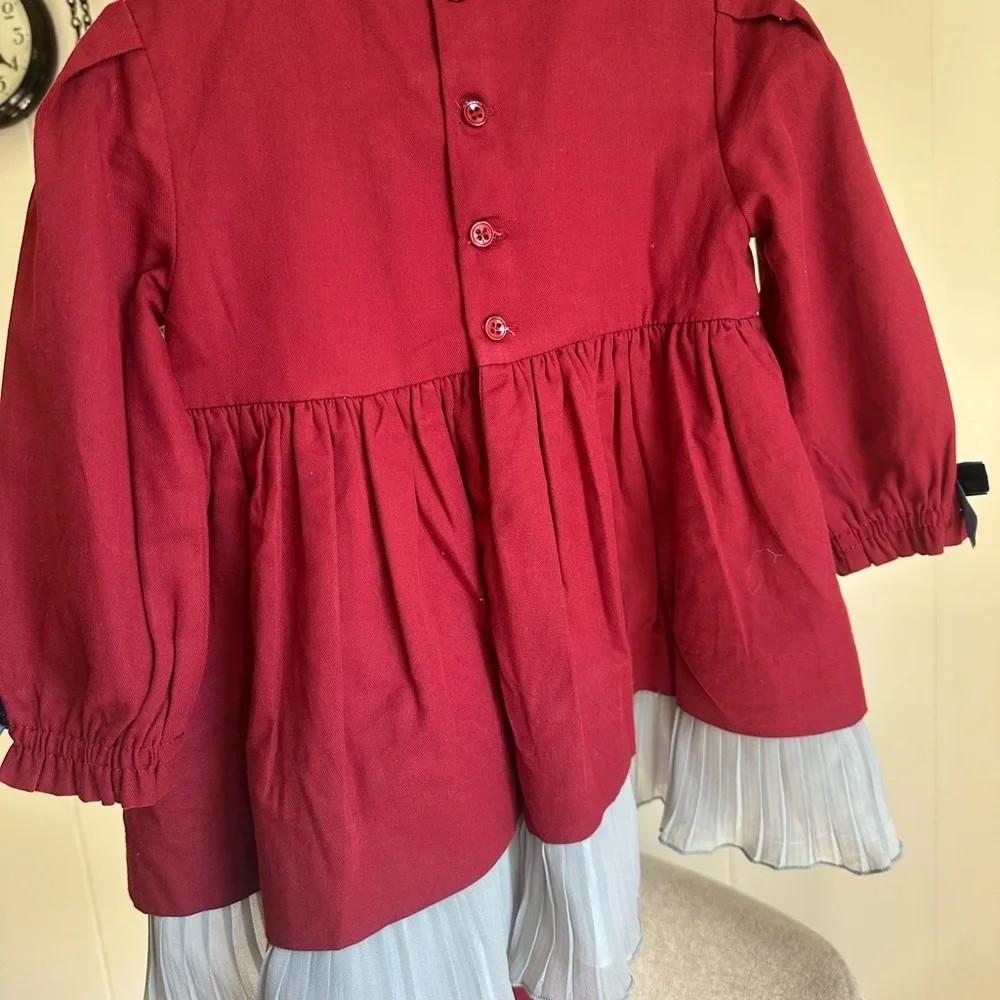 Elegant Burgundy Kids Formal Dress with Lace and Bow - Picture 6 of 6